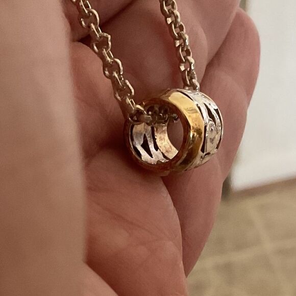 STERLING SILVER GOLD PLATED SILVER NECKLACE WITH CHAIN​ - Picture 5 of 11